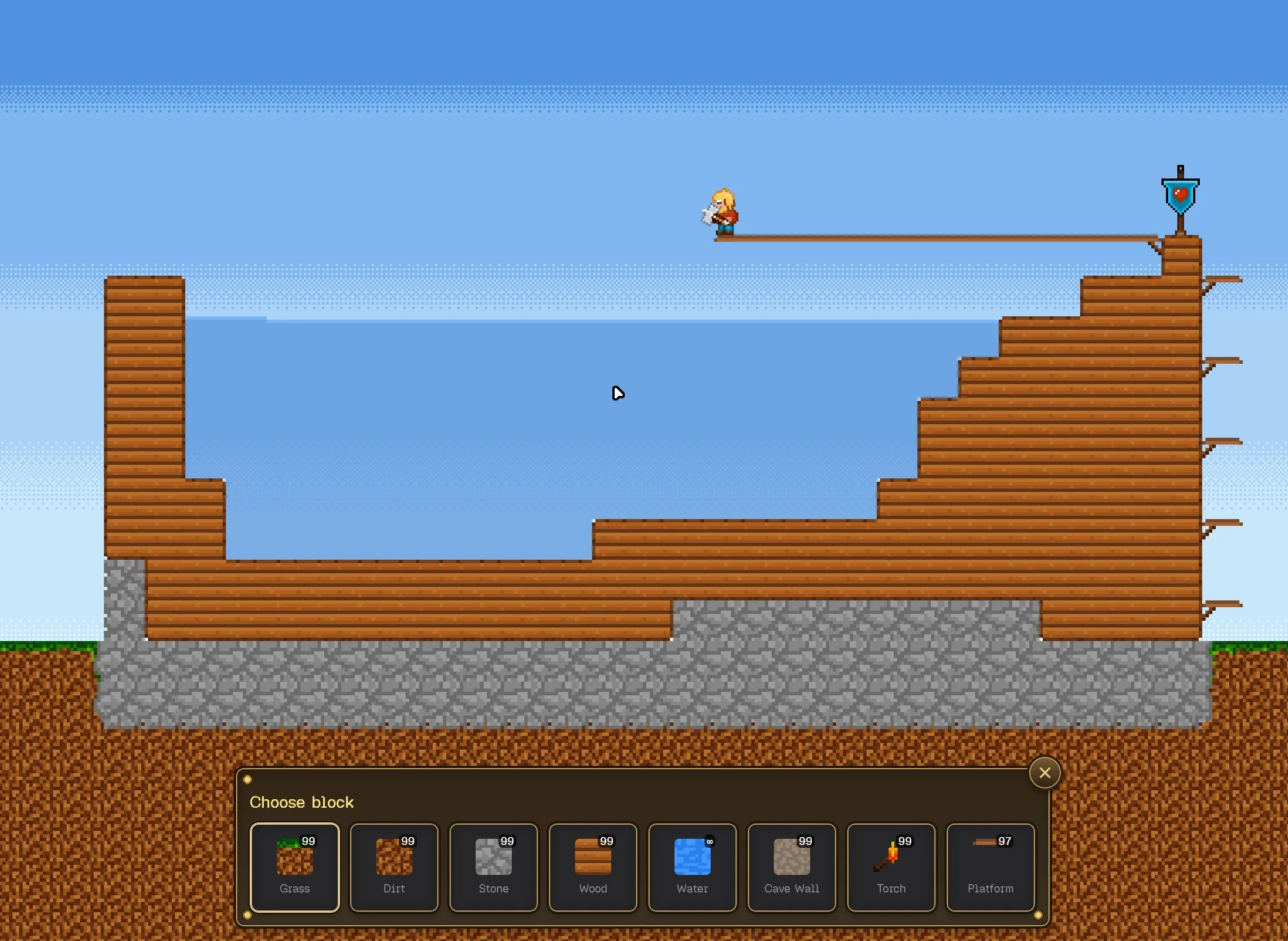 A world under construction in Buildom's builder mode