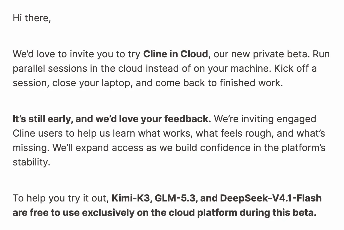 Cline cloud agents beta